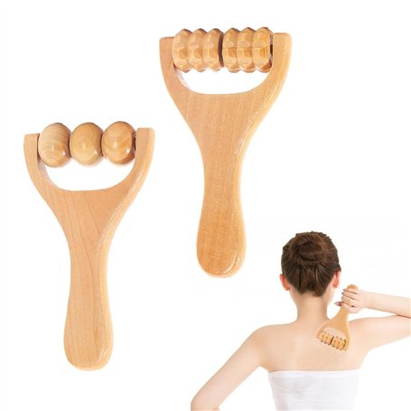 Wzhtuzi Lot de 2 rouleaux de massage en bois pour détendre le dos