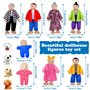 Riisoyu Famille de Poupée en Bois, Lot de 12 Mini Articulées Marionnettes Personnage Maison de Poupee Dolls de Jeu de Simulation