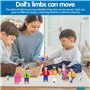 Riisoyu Famille de Poupée en Bois, Lot de 12 Mini Articulées Marionnettes Personnage Maison de Poupee Dolls de Jeu de Simulation