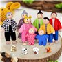 Riisoyu Famille de Poupée en Bois, Lot de 12 Mini Articulées Marionnettes Personnage Maison de Poupee Dolls de Jeu de Simulation