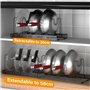 Porte-casseroles Support Extensible, Organiseur/rang de Poêle avec 10 Compartiments Réglables, rangement cuisine pour Les Ustens