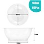 KAHEIGN 60 Pièces Mini Bols à Dessert, 180ml Gobelets à Dessert Ronds En Plastique Coupe Apéritif Parfait Clair Bol De Service R