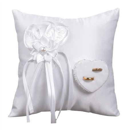 YUNCHONGuk Coussin pour alliances de mariage - En forme de cœur - Coussin pour alliances - Blanc - 20 x 20 cm