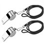 SHUBEIEUMI Sifflet, Lot de 2 Sifflets de Acier Inoxydable, Sifflet Puissant et Net avec Cordon, pour Les Entraîneurs de Sports, 