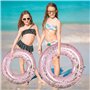 LUMOOM Bouée de natation gonflable avec paillettes - En PVC transparent - Pour adultes - Piscine, plage et sable - Fête (rose)