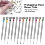 16 Pièces Tournevis Precision Réparation Outils Kit Horloger avec Pincettes Chiffon Et Sac De Rangement, Jeu Petit Tourne Vis Ho