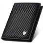 WONSEFOO Portefeuille en Cuir Carbone pour Hommes Bloquant RFID avec 11 Emplacements | Vertical à Trois Volets | Cadeaux de Noël