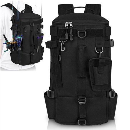 WIYETY Grand sac à dos de pêche avec porte-canne à pêche