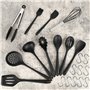 ROYOUZI 22Pcs Ustensiles de Cuisine, Silicone Ustensiles de Cuisine Kit sans BPA, Kit d'Ustensiles de Bois, avec Pot de Rangemen