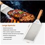 Onlyfire 4 Pièces Ustensiles pour Plancha, Ensemble de Spatule en Acier Inoxydable et Poids du Barbecue en Fonte avec poignée en