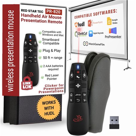 Présentateur Powerpoint et Keynote avec télécommande sans Fil et Présentateur Keynote avec Souris sans Fil (PR-820) par Red Star