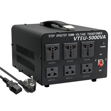 Cantonape 5000VA Transformateur USA Convertisseur de Tension 5000W 110V et 220V Sortie AC Entrée : 110V ou 220V