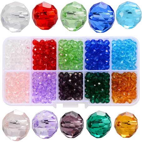 WUBAYI Lot de 150 perles de verre en cristal transparent