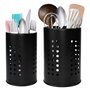 EUIEUT 2 Pcs Porte Ustensiles Cuisine en Acier Inox, Porte Couverts Cuisine Noir, Pot Couvert Vaisselle à Conception Creuse, Ran