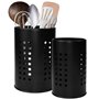 EUIEUT 2 Pcs Porte Ustensiles Cuisine en Acier Inox, Porte Couverts Cuisine Noir, Pot Couvert Vaisselle à Conception Creuse, Ran