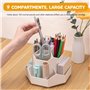 MumdoYAL Pot à Crayons, Organisateur de Bureau Rotatif à 360° avec 9 Compartiments Grande capacité pour Crayons, Crayons et Pape
