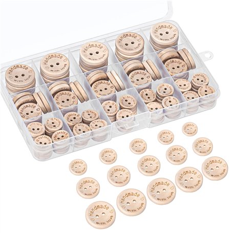 bouton bois 140 pièces ，boutons mercerie， boutons 2 trous，bouton bois naturel idéal pour coudre et créer des décorations 15/20/2