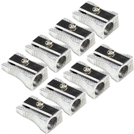 Lot de 8 mini taille-crayons en métal à trou unique en alliage d'aluminium pour la plupart des tailles de crayons adultes et enf