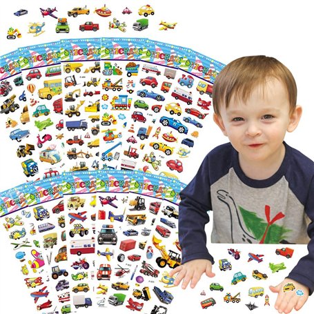 12 feuilles d'autocollants pour véhicules pour enfants