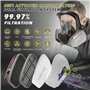Sumeber Combinaison complète 19 en 1 - Masque respiratoire réutilisable - Masque à gaz complet avec filtre - Masque anti-poussiè