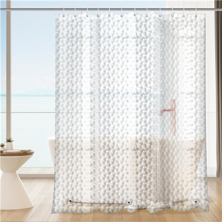 KILDOWS Rideau de Douche Anti Moisissure 180 X 200 cm,3D Transparent EVA Rideaux de Douche Lavable avec 12 Crochetspour Baignoir