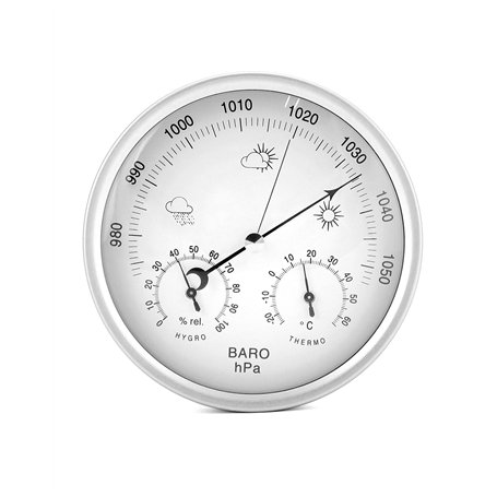 QWORK® 3 en 1 Station Météo Analogique en INOX
