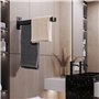 Porte-Serviettes Noir en Acier Inoxydable, Double Porte Serviette Adhésif à Deux Bras Support Mural pour Salle de Bain Ou Cuisin