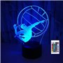 Télécommande de volley-ball 3D - 16 couleurs - Illusion de veilleuse en acrylique LED Lampe de chevet pour enfants Décoration de