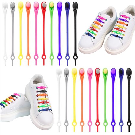 Kyduu 100 pcs No Tie Lacets de Chaussure sans noeud pour Unisexe Enfants et Adultes Shoe Laces élastiques pour Chaussures de Spo