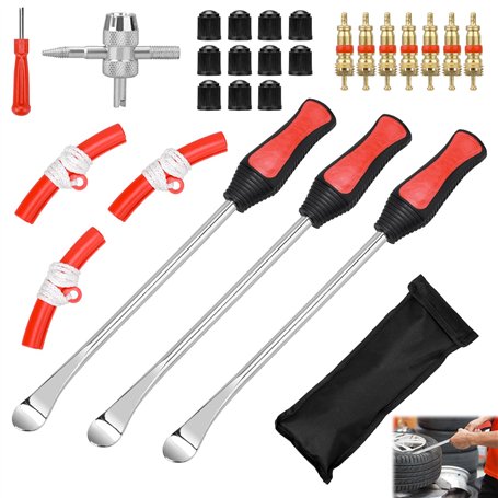 Kigniote Lot de 27 Démonte Pneu Vélo Outil Levier de Pneu Cuillère à Pneus Outil De Montage De Pneus Démonte Pneus Manuels