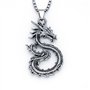 XFSRG Collier Dragon en Acier Inoxydable pour Femme - Bijoux Fantaisie - Chaine Argentée - Cadeau - Style Gothique et Mystique
