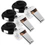 H&S Sifflet en Acier Inoxydable avec Cordon Noir - Lot de 3 - Sifflet Puissant pour Arbitre de Football ou Handball - Sifflets p