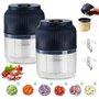 WIYETY Lot de 2 mini hachoirs électriques avec batterie de 300 ml - Hachoir de cuisine électrique avec port USB - Mini hachoir à