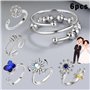 6 Pcs Fidget Bague pour Femmes Réglable Anneau Ouvert Ensemble Spinner Anneaux Bague Argent Zircone Fleur éToile Lune Perle Soul