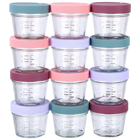 PERMUST 12 Pack Pot en Verre Bebe 60 ml Pot de Conservation Bebe avec Couvercle Hermétique Adapté au Lave-vaisselle