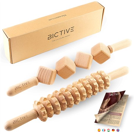 BICTIVE® Kit de 2 Rouleau de Massage pour Maderotherapie Professionnelle. Masseur Anti Cellulite Maderotherapie Kit Complet Cell