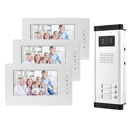 uoweky 7 '' Interphone Vidéo Couleur Filaire Couleur Système de Porte IR Caméra de Vision Nocturne 480p + écrans de Contrôle Int
