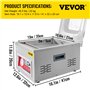 VEVOR Machine à Vide Numérique Machine à Emballer sous Vide Emballage 6,5 cbm/h, Machine sous Vide Professionnel en Acier Inoxyd