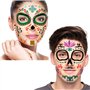 Halloween Tatouages Temporaires pour visage (8 Feuilles), Howaf Crâne mort Floral Squelette Noir Tatouages éphémères Pour homme 