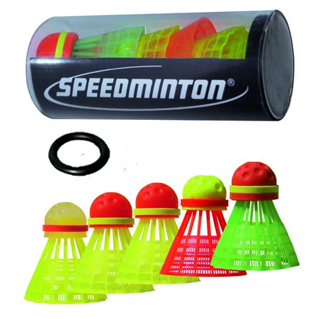 Speedminton Lot de 5 Tubes Speeder Mix-avec 5 Oiseaux différents pour Badminton/crossminton pour Jeux de Plein air Unisexe