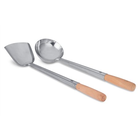 Craft Wok Ensemble louche et spatule avec manche en bois pour woks asiatiques chinois en acier carbone traditionnel / 732W325
