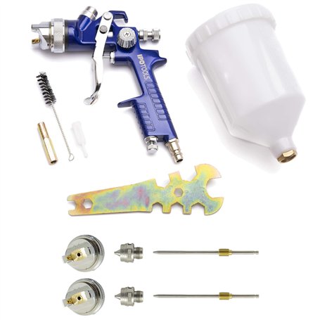 IPOTOOLS Pistolet à Peinture HVLP H-827P - Professionnel Pour Carrosserie, Godet 600 ML, Buse Acier Inoxydable 1.3mm + 2 Jeux...