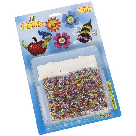 Hama - 5601 - Loisirs Créatifs - Blister 5000 Perles à Repasser + 1 Plaque - Taille Mini - Nature