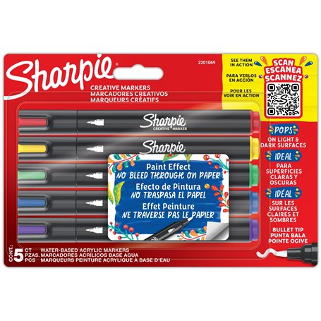 SHARPIE Feutres acrylique | Pointe pinceau | Feutres de coloriage adulte idéal pour coloriage mystère