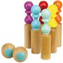 Vilac - 6 Quilles de Bowling Retro - Bicolores - Jeu de Plein Air - Jeu d'Adresse et de Précision en Bois - Jeu d'Ambiance - 2 B