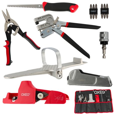Kit outil plaquiste - 7 pièces - Scie - Porte-embouts - Cisaille - Pince à sertir - Lève-cloison - Râpe - Rabot