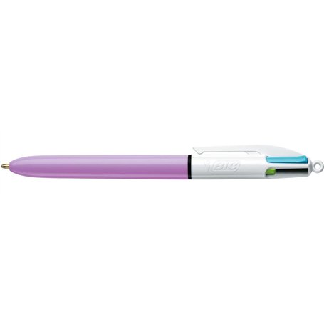 BIC Stylo à bille rétractable 4 Colours Fun Lilas/blanc