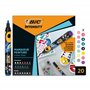 BIC Intensity Paint Lot de 20 marqueurs peinture à pointe moyenne - Marqueur Peinture à base d’eau - Feutre acrylique - Surfaces
