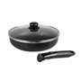 Sitram 712771 Sauteuse Aluminium pressé noir FAMILY Ø 26 cm H 6.5 cm + Couvercle vapeur en verre, Revêtement anti-adhésif sans P