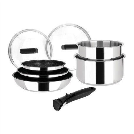 Sitram 714248 Batterie de cuisine Inox 8 Pièces : 3 Poêles Ø20